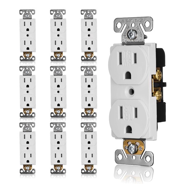 Faith Duplex Straight Blade Receptacle, Non-NEMA, 15 A, 125V AC, 2 Pole, 3 Wire, Grounded SSRE5TRWR-WH-10 - main